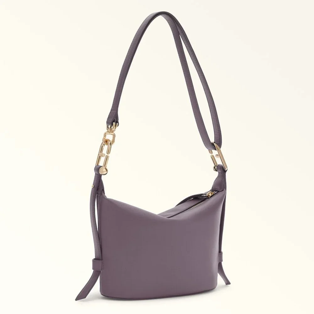 Furla Nuvola Mini Aura Lavender Leather Hobo Shoulder Bag